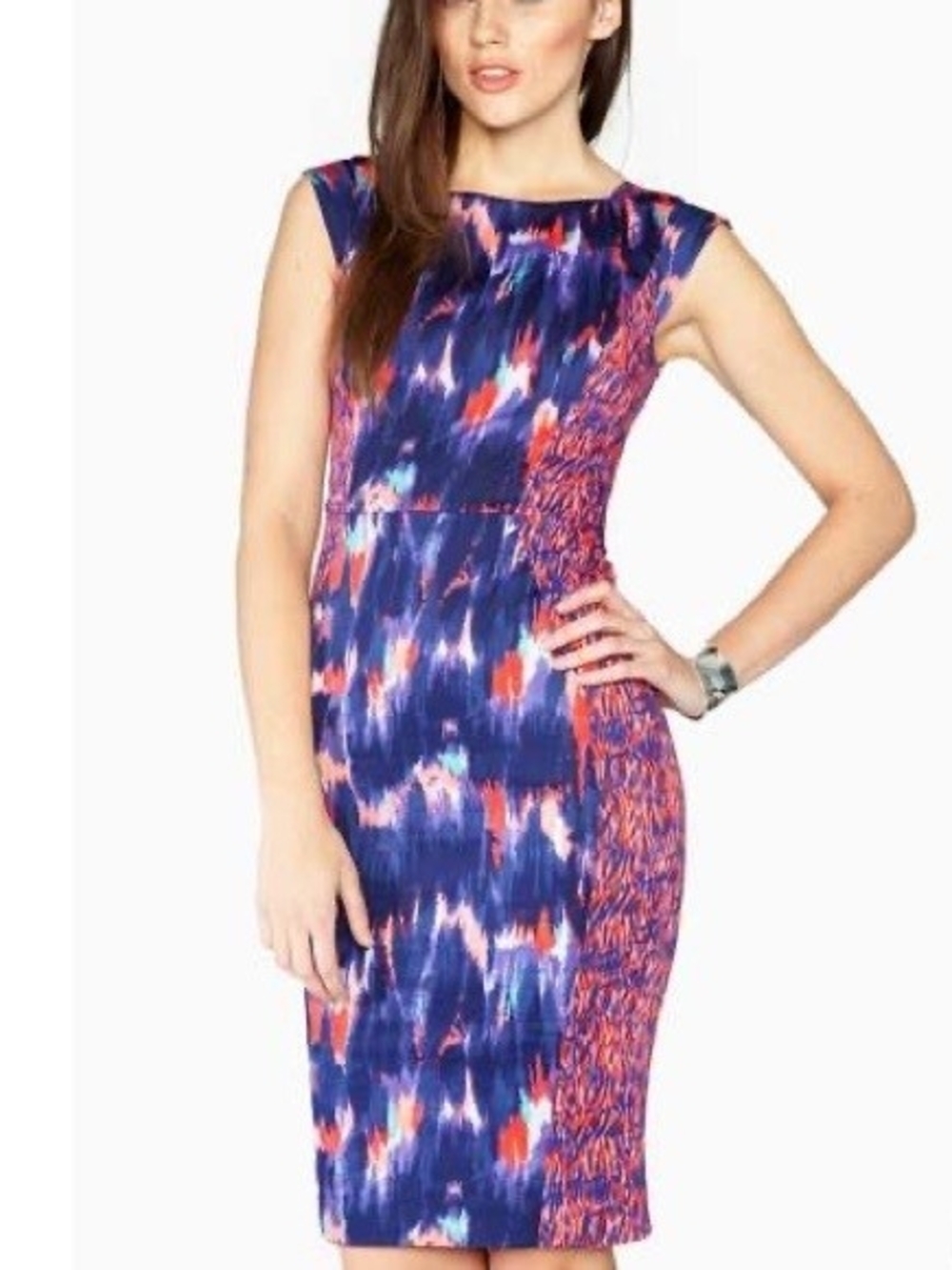 NWT French Connection Printed Cap-Sleeve Midi Dress